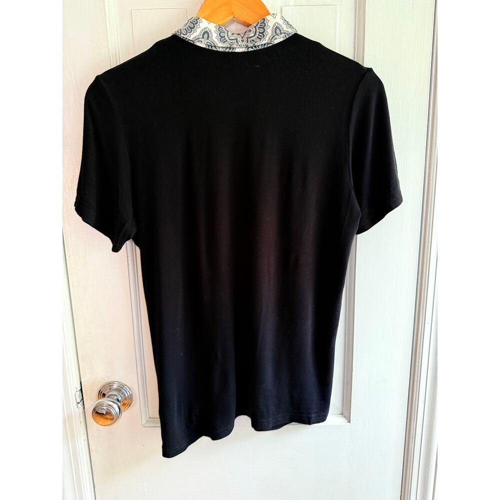 GGblue Vintage Black Polo Shirt - Paisley Trim - Size M - Made in SF - Picture 4 of 6